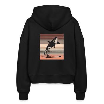 Wal Ozean Meeresleben Meerestier Geschenk - Stanley/Stella Boxy Frauen Bio Zip Hoodie Ida - Schwarz - Hinten - AI Model Female 172 light (172cm)
