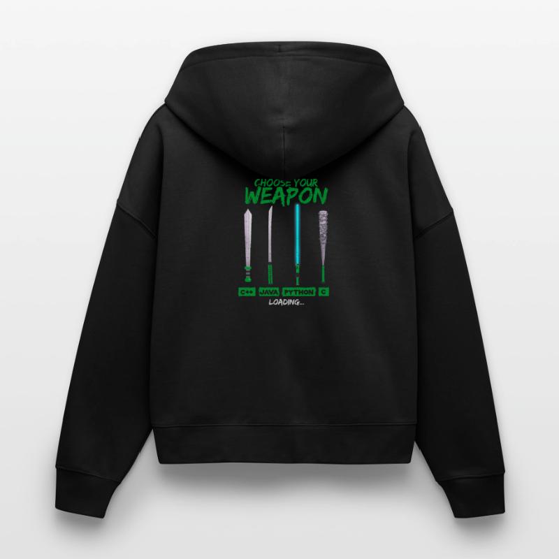 Cool Programmer Shirt Choose Your Weapon C++ Java Stanley/Stella Boxy Frauen Bio Zip Hoodie Ida