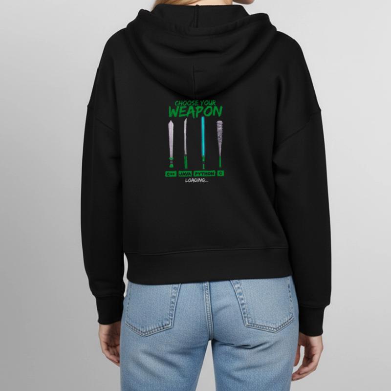 Cool Programmer Shirt Choose Your Weapon C++ Java Stanley/Stella Boxy Frauen Bio Zip Hoodie Ida
