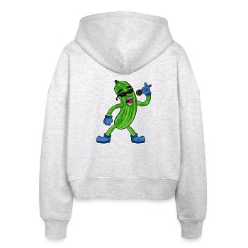 Gurke singt lustige Illustration Gemüse Geschenk - Stanley/Stella Boxy Frauen Bio Zip Hoodie Ida - Weiß meliert - Hinten - AI Model Female 172 dark (172cm)
