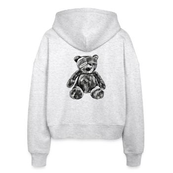 Spielzeug-Teddybär mit Augenklappe - Stanley/Stella Boxy Frauen Bio Zip Hoodie Ida - Weiß meliert - Hinten - AI Model Female 172 dark (172cm)