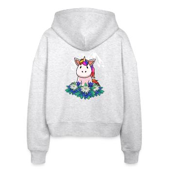 Licorne gentiane Edelweiss Alpes Suisse Autriche - Veste à capuche bio Ida Stanley/Stella Femme - blanc chiné - Dos - AI Model Female 172 dark (172cm)