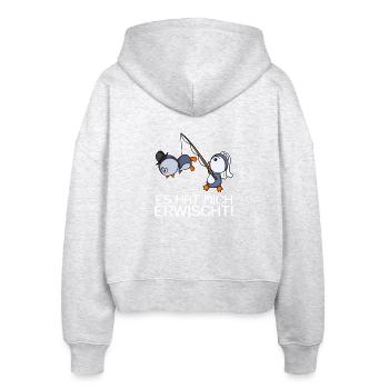 Es Hat Mich Erwischt! Junggesellenabschied - Stanley/Stella Boxy Frauen Bio Zip Hoodie Ida - Weiß meliert - Hinten - AI Model Female 172 dark (172cm)