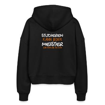 Studieren Kann Jeder - Meister Meisterprüfung - Stanley/Stella Boxy Frauen Bio Zip Hoodie Ida - Schwarz - Hinten - AI Model Female 172 light (172cm)