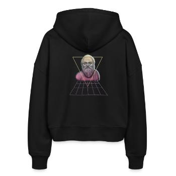 Sokrates Philosoph Student Geschenk - Stanley/Stella Boxy Frauen Bio Zip Hoodie Ida - Schwarz - Hinten - AI Model Female 172 light (172cm)