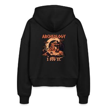 I like archeology - Stanley/Stella Boxy Women’s Organic Zip Hoodie Ida - black - Back - AI Model Female 172 light (172cm)