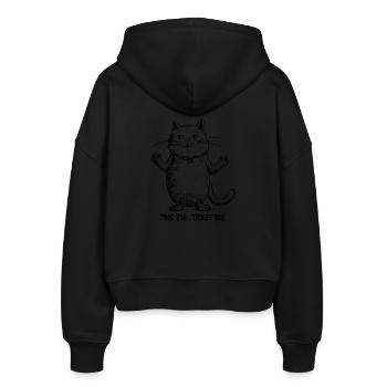So big... Believe Me: Show-Off Cartoon Cat - Stanley/Stella Boxy Women’s Organic Zip Hoodie Ida - black - Back - AI Model Female 172 light (172cm)