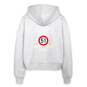 51. Geburtstag Schonend Behandeln 51 Alte Kiste 51 - Stanley/Stella Boxy Frauen Bio Zip Hoodie Ida - Weiß meliert - Hinten - AI Model Female 172 dark (172cm)