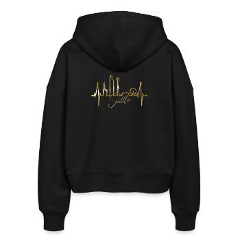 Seattle Skyline Heartbeat USA Fan Heart Pulse Love - Veste à capuche bio Ida Stanley/Stella Femme - noir - Dos - AI Model Female 172 light (172cm)
