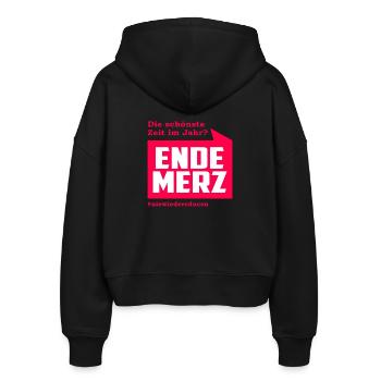 ENDE MERZ - Stanley/Stella Boxy Frauen Bio Zip Hoodie Ida - Schwarz - Hinten - AI Model Female 172 light (172cm)