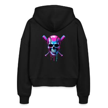 Baseball Totenkopf Baseballschläger - Stanley/Stella Boxy Frauen Bio Zip Hoodie Ida - Schwarz - Hinten - AI Model Female 172 light (172cm)