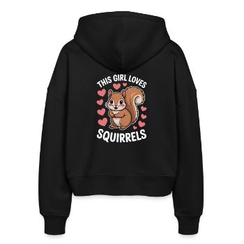 Eichhörnchen Spruch Lustiges Eichhörnchen Geschenk - Stanley/Stella Boxy Frauen Bio Zip Hoodie Ida - Schwarz - Hinten - AI Model Female 172 light (172cm)