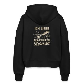 Ich liebe den Geruch von Kerosin - Stanley/Stella Boxy Frauen Bio Zip Hoodie Ida - Schwarz - Hinten - AI Model Female 172 light (172cm)