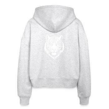 Tiger - Tigerkopf - Raubkatze - Kostüm - Stanley/Stella Boxy Frauen Bio Zip Hoodie Ida - Weiß meliert - Hinten - AI Model Female 172 dark (172cm)