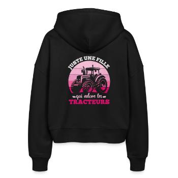 Nur ein Mädchen, das den Traktorhumor liebt - Stanley/Stella Boxy Frauen Bio Zip Hoodie Ida - Schwarz - Hinten - AI Model Female 172 light (172cm)