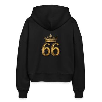 66 Number Krone - Stanley/Stella Boxy Women’s Organic Zip Hoodie Ida - black - Back - AI Model Female 172 light (172cm)