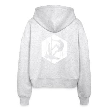 Surfer Sketch - Stanley/Stella Boxy Women’s Organic Zip Hoodie Ida - heather white - Back - AI Model Female 172 dark (172cm)