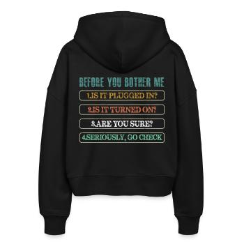 Technischer Support für Informationstechnologie - Stanley/Stella Boxy Frauen Bio Zip Hoodie Ida - Schwarz - Hinten - AI Model Female 172 light (172cm)
