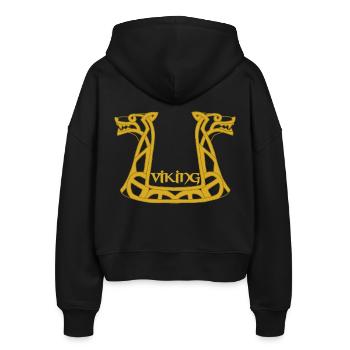 Goldener Wikinger-Drache - Stanley/Stella Boxy Frauen Bio Zip Hoodie Ida - Schwarz - Hinten - AI Model Female 172 light (172cm)