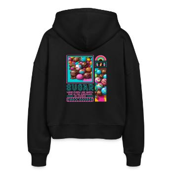Zucker Mensch - Stanley/Stella Boxy Frauen Bio Zip Hoodie Ida - Schwarz - Hinten - AI Model Female 172 light (172cm)