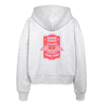 Patience & Growth – Aesthetic Motive - Stanley/Stella Boxy Women’s Organic Zip Hoodie Ida - heather white - Back - AI Model Female 172 dark (172cm)