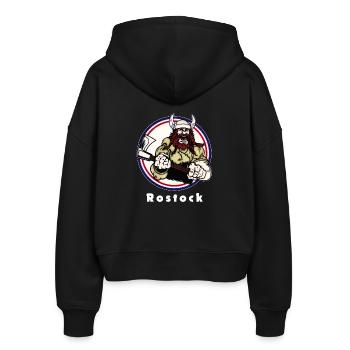 Rostocker Wikinger - Stanley/Stella Boxy Frauen Bio Zip Hoodie Ida - Schwarz - Hinten - AI Model Female 172 light (172cm)
