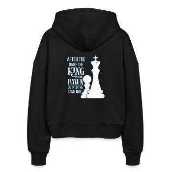 Schach - Stanley/Stella Boxy Frauen Bio Zip Hoodie Ida - Schwarz - Hinten - AI Model Female 172 light (172cm)