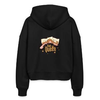 Nap Queen - Stanley/Stella Boxy Frauen Bio Zip Hoodie Ida - Schwarz - Hinten - AI Model Female 172 light (172cm)
