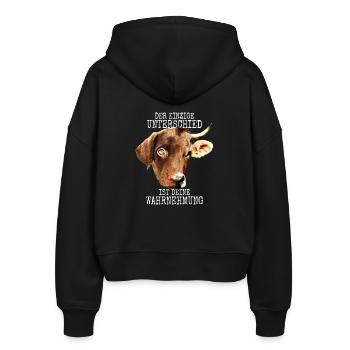 Der Unterschied Ist Deine Wahrnehmung Vegan Hund - Stanley/Stella Boxy Frauen Bio Zip Hoodie Ida - Schwarz - Hinten - AI Model Female 172 light (172cm)