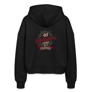 49. Geburtstag Oldtimer - Stanley/Stella Boxy Frauen Bio Zip Hoodie Ida - Schwarz - Hinten - AI Model Female 172 light (172cm)