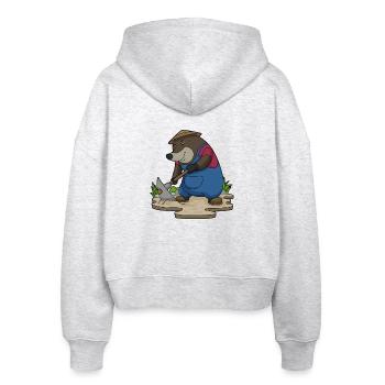 Maulwurf Landwirt Spitzhacke Bauernhof - Stanley/Stella Boxy Frauen Bio Zip Hoodie Ida - Weiß meliert - Hinten - AI Model Female 172 dark (172cm)