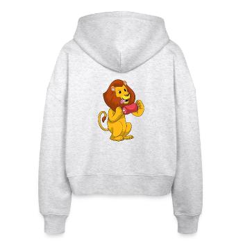 Löwe Fleisch - Stanley/Stella Boxy Frauen Bio Zip Hoodie Ida - Weiß meliert - Hinten - AI Model Female 172 dark (172cm)