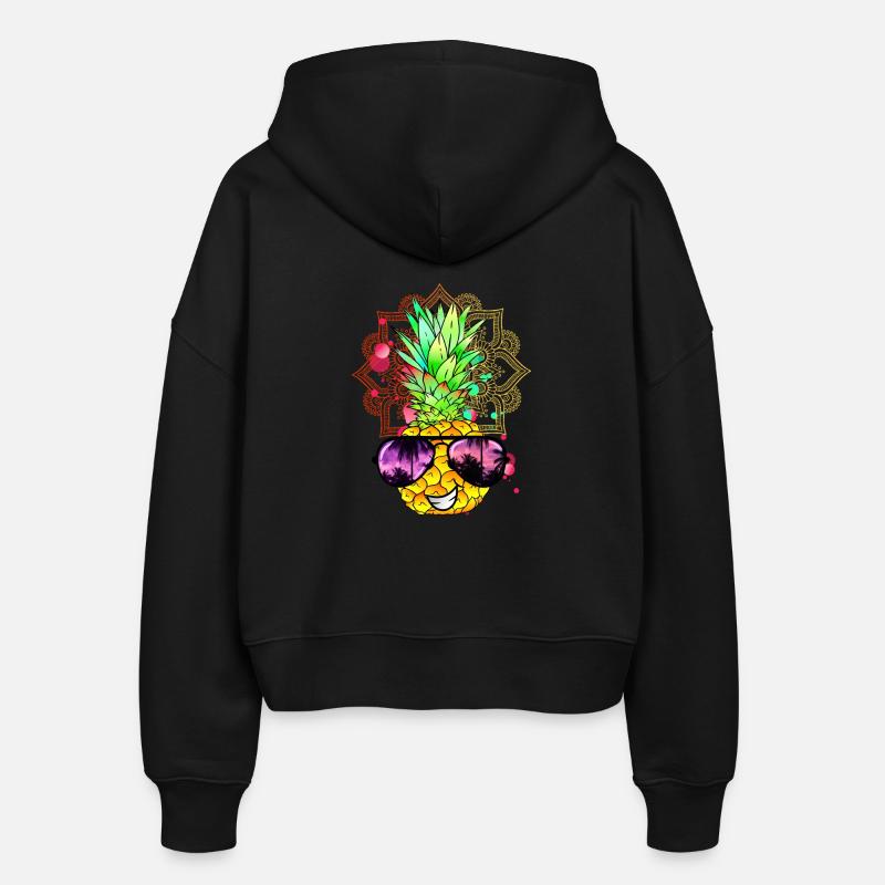 Mandala à l’ananas - Veste à capuche bio Ida Stanley/Stella Femme - noir