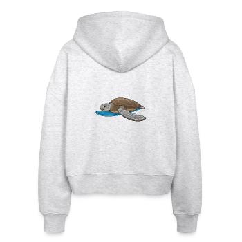Schildkröte Surfen Surfbrett Sommer - Stanley/Stella Boxy Frauen Bio Zip Hoodie Ida - Weiß meliert - Hinten - AI Model Female 172 dark (172cm)