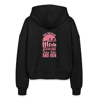 Triathlet Mama - Stanley/Stella Boxy Frauen Bio Zip Hoodie Ida - Schwarz - Hinten - AI Model Female 172 light (172cm)