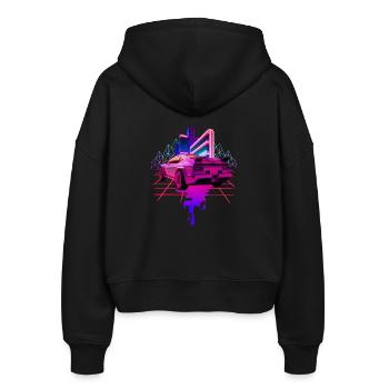 Retro Wave Sports Car Vaporwave - Stanley/Stella Boxy Women’s Organic Zip Hoodie Ida - black - Back - AI Model Female 172 light (172cm)