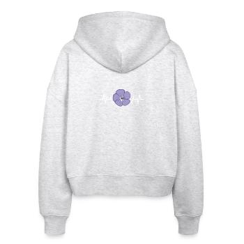 Lila Blumen Blütenblatt - Stanley/Stella Boxy Frauen Bio Zip Hoodie Ida - Weiß meliert - Hinten - AI Model Female 172 dark (172cm)