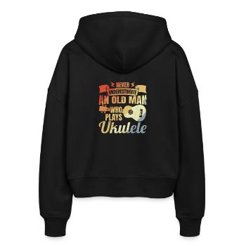Ukulele Großvater - Stanley/Stella Boxy Frauen Bio Zip Hoodie Ida - Schwarz - Hinten - AI Model Female 172 light (172cm)