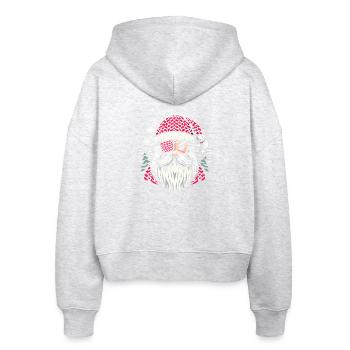 Weihnachtsmann Strickmuster mit Augenklappe - Stanley/Stella Boxy Frauen Bio Zip Hoodie Ida - Weiß meliert - Hinten - AI Model Female 172 dark (172cm)