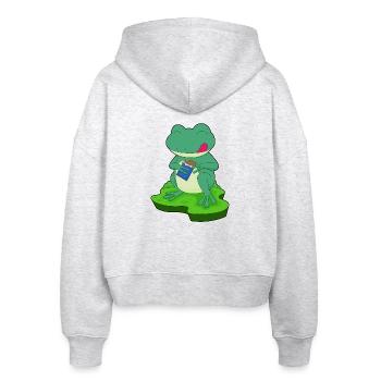 Frosch Schokoriegel - Stanley/Stella Boxy Frauen Bio Zip Hoodie Ida - Weiß meliert - Hinten - AI Model Female 172 dark (172cm)