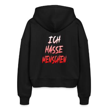 Ich Hasse Menschen Lustiges Deutsches Zitat Grafik - Stanley/Stella Boxy Frauen Bio Zip Hoodie Ida - Schwarz - Hinten - AI Model Female 172 light (172cm)