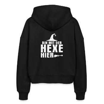 Ich Bin Mit Der Hexe Hier - Stanley/Stella Boxy Frauen Bio Zip Hoodie Ida - Schwarz - Hinten - AI Model Female 172 light (172cm)