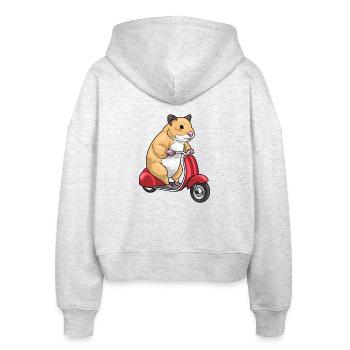 Hamster Motorroller - Stanley/Stella Boxy Frauen Bio Zip Hoodie Ida - Weiß meliert - Hinten - AI Model Female 172 dark (172cm)