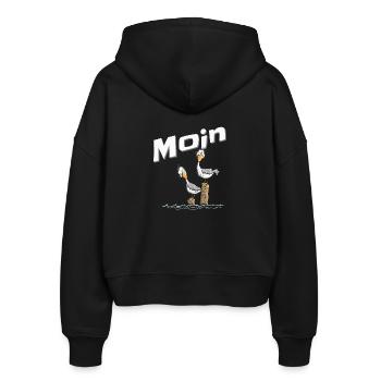 Moin Möwe Nordsee Urlaub Nordeutschland - Stanley/Stella Boxy Frauen Bio Zip Hoodie Ida - Schwarz - Hinten - AI Model Female 172 light (172cm)