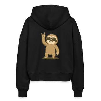 Lazy Rock Vibes - Stanley/Stella Boxy Frauen Bio Zip Hoodie Ida - Schwarz - Hinten - AI Model Female 172 light (172cm)