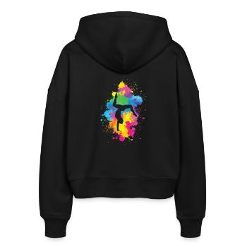 Acrobatics with color explosion - Stanley/Stella Boxy Women’s Organic Zip Hoodie Ida - black - Back - AI Model Female 172 light (172cm)