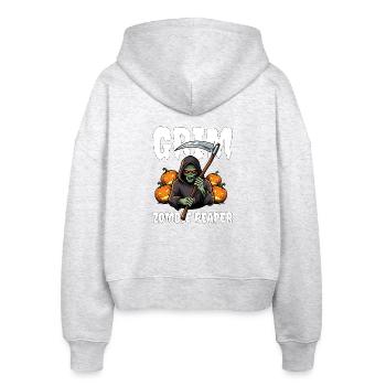 GRIM ZOMBIE REAPER - ZOMBIE HALLOWEEN - Stanley/Stella Boxy Women’s Organic Zip Hoodie Ida - heather white - Back - AI Model Female 172 dark (172cm)
