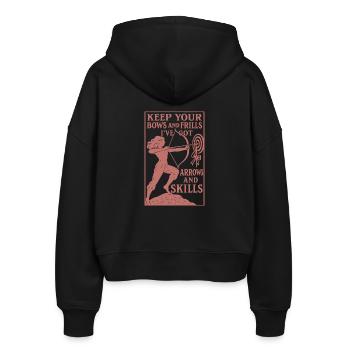 Mädchen Keep Your Bows And Frills Arrows Skills - Stanley/Stella Boxy Frauen Bio Zip Hoodie Ida - Schwarz - Hinten - AI Model Female 172 light (172cm)