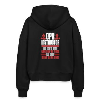 CPR instructor resuscitation emergency doctor - Stanley/Stella Boxy Women’s Organic Zip Hoodie Ida - black - Back - AI Model Female 172 light (172cm)