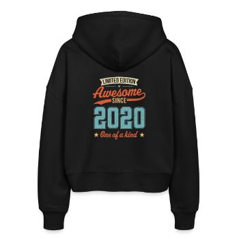 Großartig seit 2020 - Stanley/Stella Boxy Frauen Bio Zip Hoodie Ida - Schwarz - Hinten - AI Model Female 172 light (172cm)